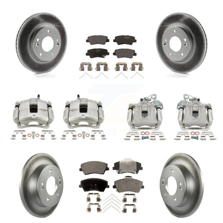 Front Rear Disc Brake Caliper Coat Rotor Ceramic Pad Kit (10Pc) For Hyundai Elantra 2.0L KCG-100917T