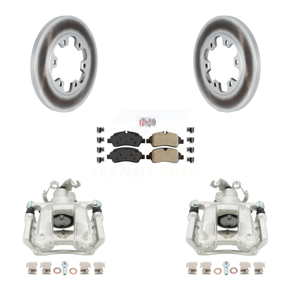 Rear Disc Brake Caliper Coated Rotors And Semi-Metallic Pads Kit For Ford Transit-350 HD KCG-100918N
