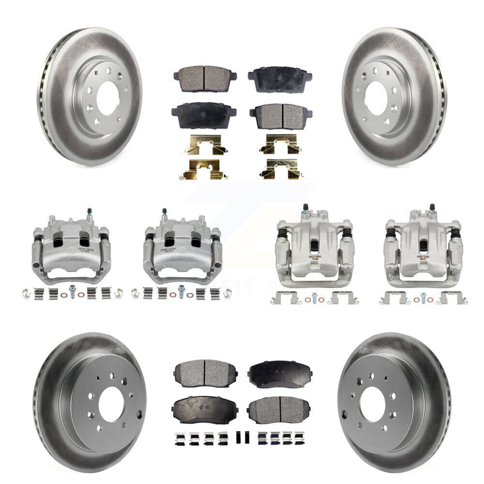 Front Rear Disc Brake Caliper Coat Rotor Ceramic Pad Kit (10Pc) For Mazda CX-7 Ford Edge KCG-100918T