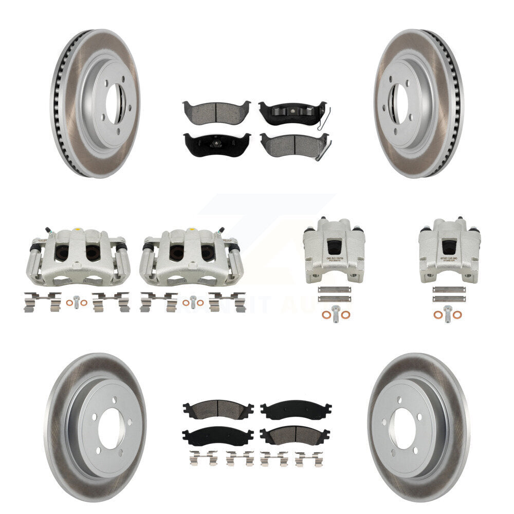 Front Rear Brake Caliper Coat Rotor Semi-Metallic Pad Kit (10Pc) For Ford Explorer Sport KCG-100919S