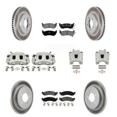 Front Rear Brake Caliper Coat Rotor Semi-Metallic Pad Kit (10Pc) For Ford Explorer Sport KCG-100919S