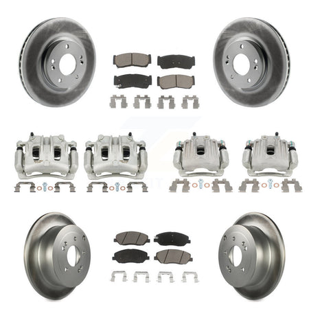 Front Rear Brake Caliper Coat Rotors & Ceramic Pad Kit (10Pc) For 07-09 Hyundai Santa Fe KCG-100920C