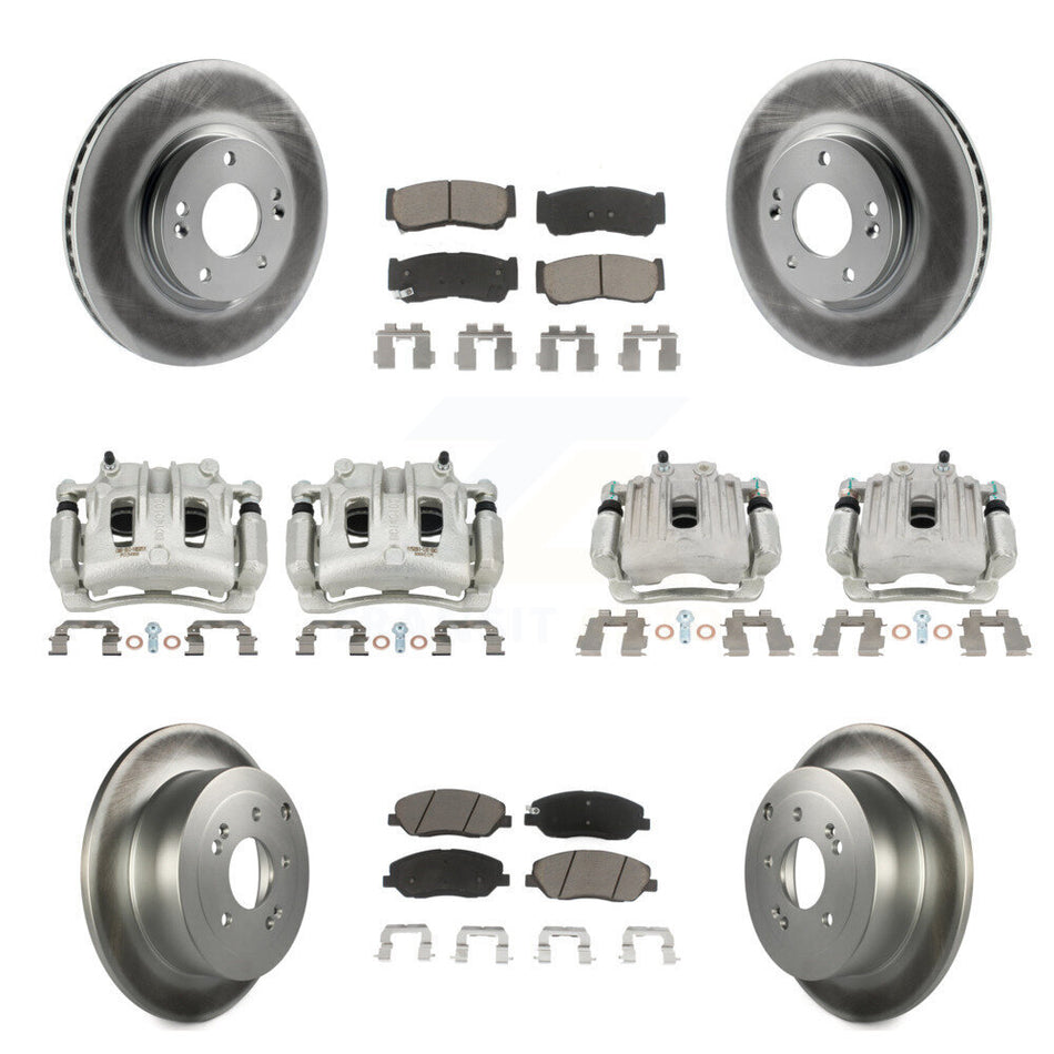 Front Rear Brake Caliper Coat Rotors & Ceramic Pad Kit (10Pc) For 07-09 Hyundai Santa Fe KCG-100920C