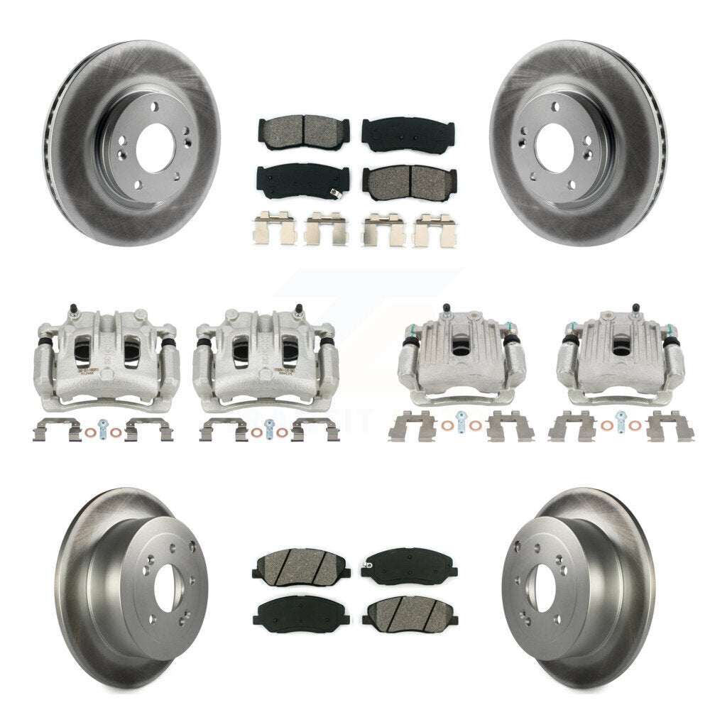 Front Rear Brake Caliper Coat Rotors & Semi-Metallic Pad Kit (10Pc) For Hyundai Santa Fe KCG-100920S