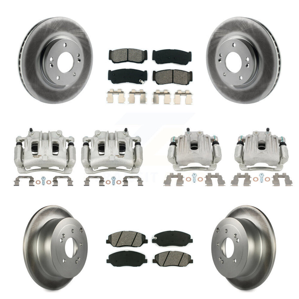 Front Rear Brake Caliper Coat Rotors & Semi-Metallic Pad Kit (10Pc) For Hyundai Santa Fe KCG-100920S