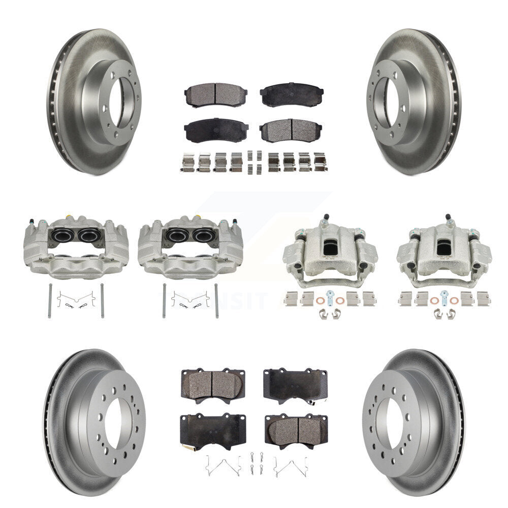 Front Rear Brake Caliper Coat Rotor & Semi-Metallic Pad Kit (10Pc) For Toyota FJ Cruiser KCG-100921P
