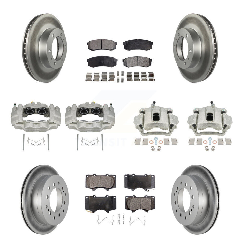 Front Rear Brake Caliper Coat Rotor & Semi-Metallic Pad Kit (10Pc) For Toyota FJ Cruiser KCG-100921P
