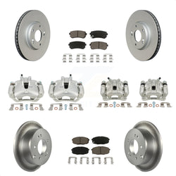 Front Rear Disc Brake Caliper Coated Rotors And Ceramic Pads Kit (10Pc) For Kia Forte5 2.0L KCG-100922C