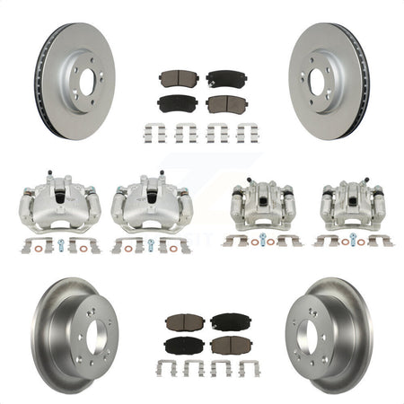 Front Rear Disc Brake Caliper Coated Rotors And Ceramic Pads Kit (10Pc) For Kia Forte5 2.0L KCG-100922C by Transit Auto