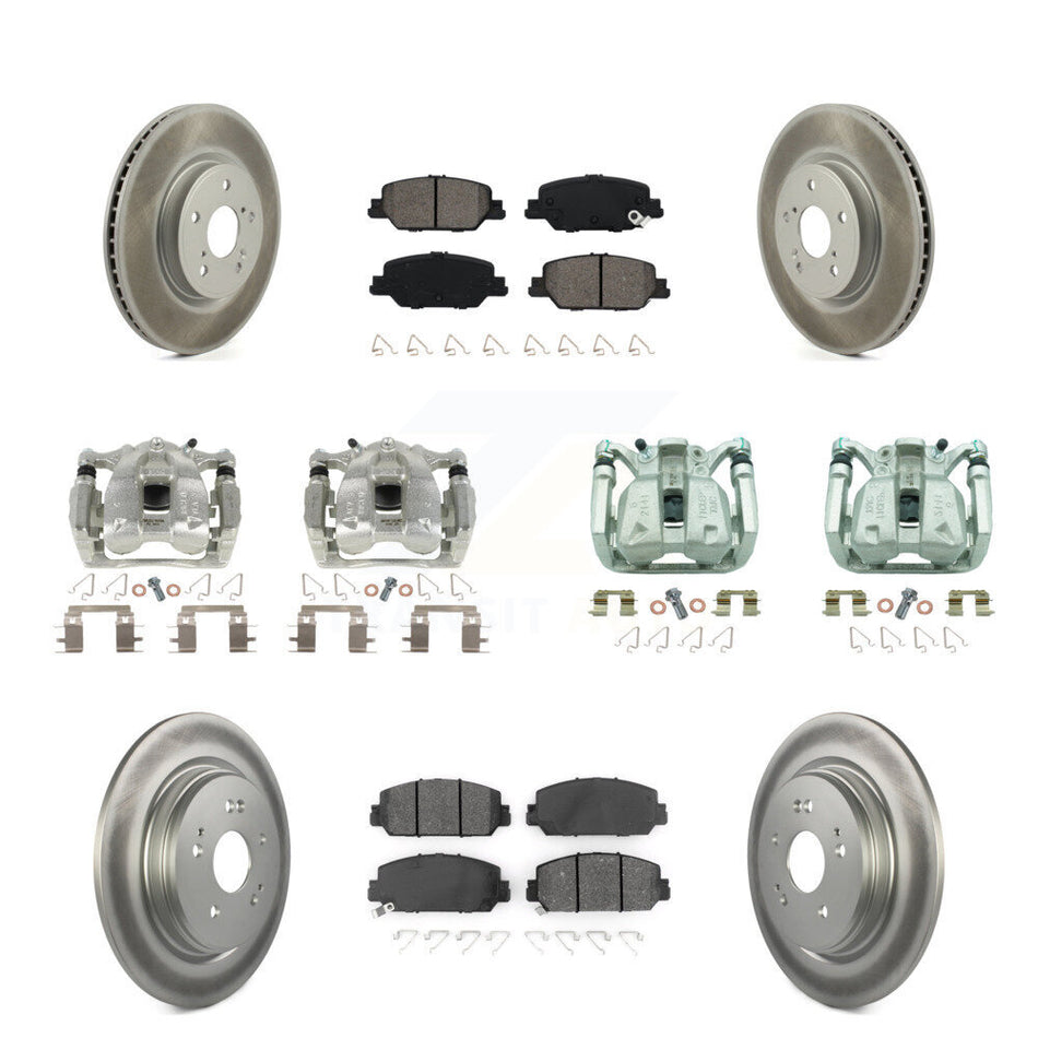 Front Rear Disc Brake Caliper Coat Rotor And Semi-Metallic Pad Kit (10Pc) For Honda CR-V KCG-100922S