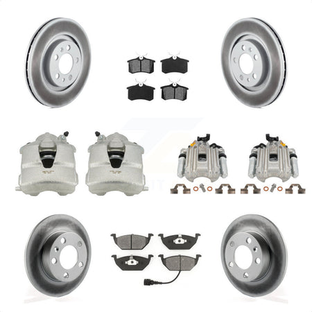 Front Rear Disc Brake Caliper Coated Rotors And Semi-Metallic Pads Kit (10Pc) For Volkswagen Jetta City KCG-100923S by Transit Auto