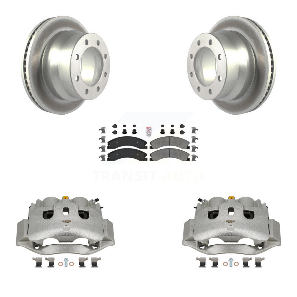 Rear Brake Caliper Coat Rotor & Semi-Metallic Pad Kit For GMC Savana 3500 Chevrolet 4500 KCG-100925N
