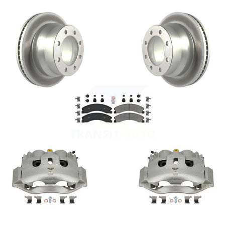 Rear Brake Caliper Coat Rotor & Semi-Metallic Pad Kit For GMC Savana 3500 Chevrolet 4500 KCG-100925N