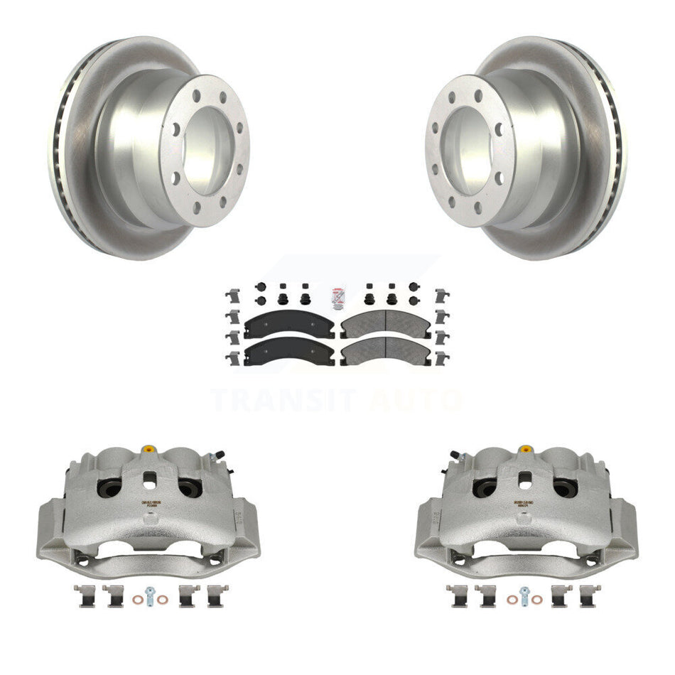 Rear Brake Caliper Coat Rotor & Semi-Metallic Pad Kit For GMC Savana 3500 Chevrolet 4500 KCG-100925N