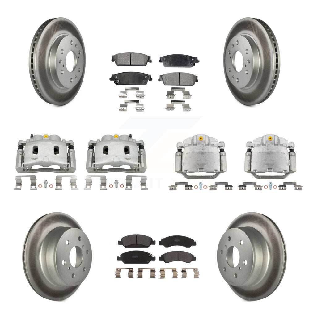 Front Rear Brake Caliper Coat Rotor Semi-Metallic Pad Kit (10Pc) For Chevrolet Silverado KCG-100925P