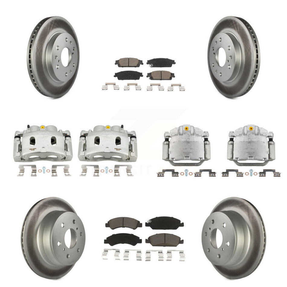 Front Rear Brake Caliper Coat Rotor Ceramic Pad Kit (10Pc) For GMC Sierra 1500 Chevrolet KCG-100927C