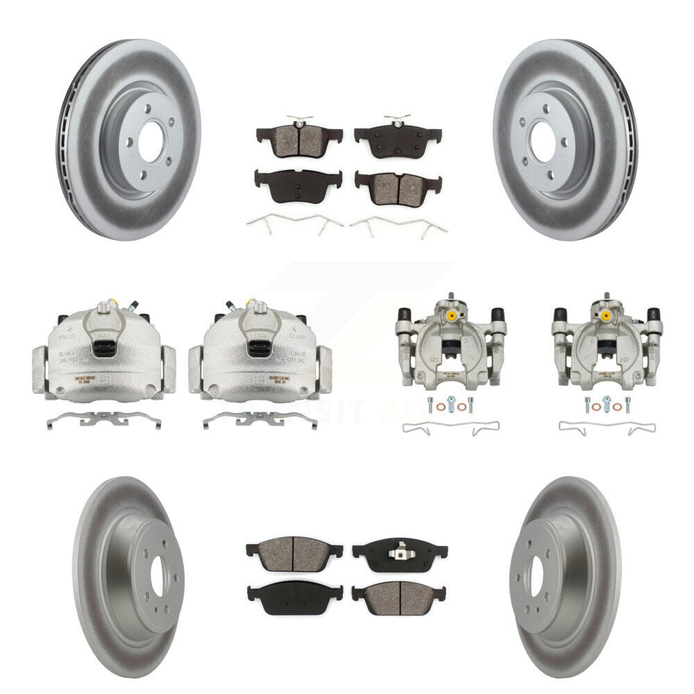 Front Rear Brake Caliper Coat Rotor Semi-Metallic Pad Kit (10Pc) For Ford Escape Lincoln KCG-100927S