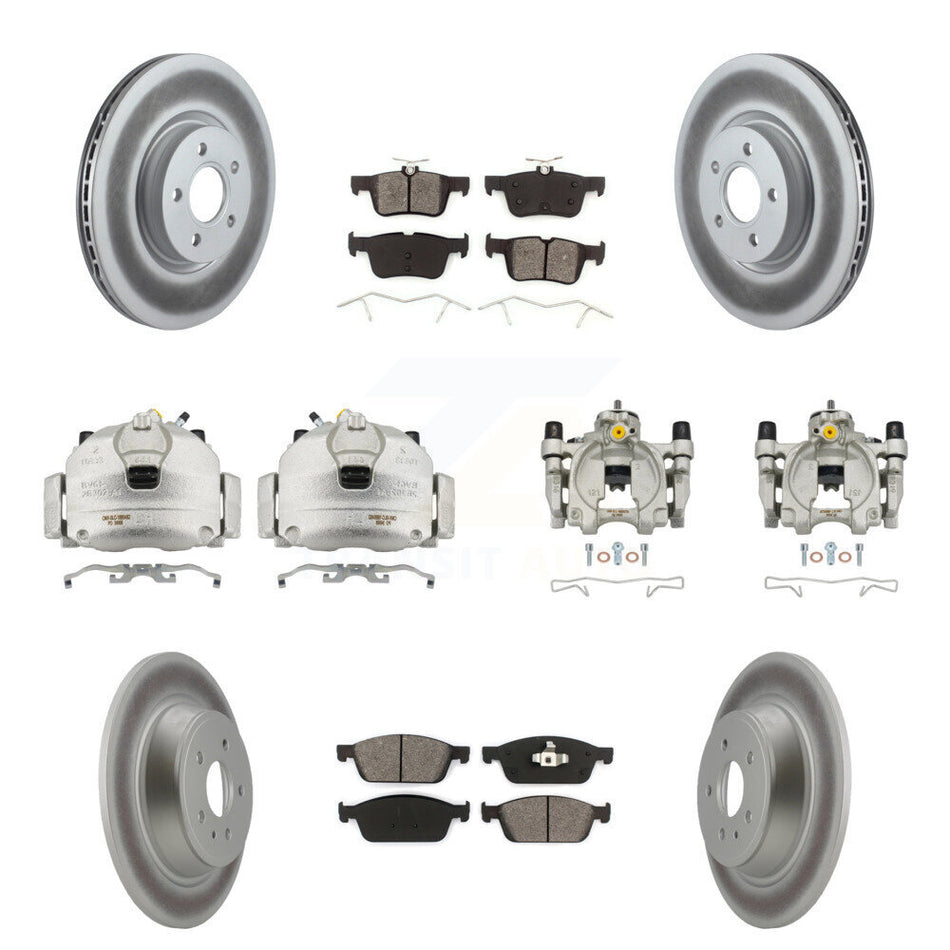 Front Rear Brake Caliper Coat Rotor Semi-Metallic Pad Kit (10Pc) For Ford Escape Lincoln KCG-100927S