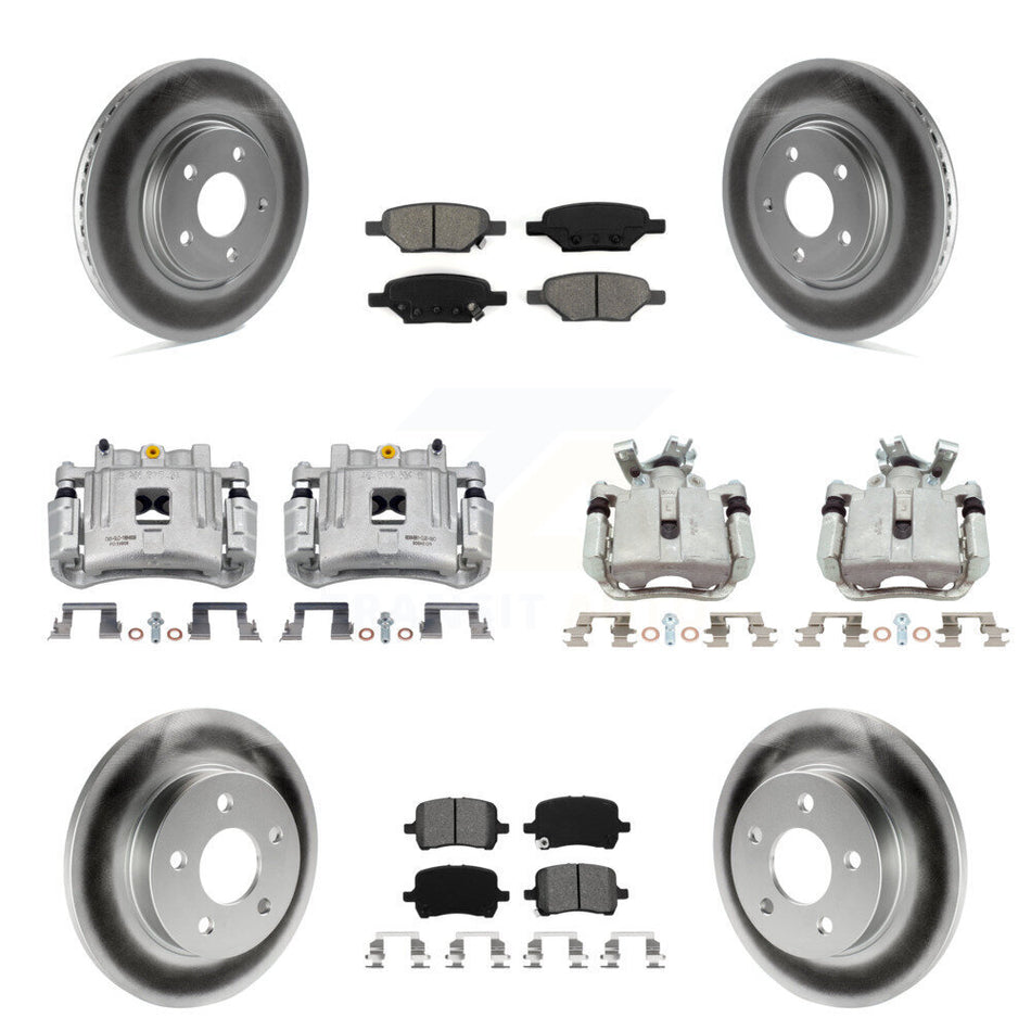 Front Rear Disc Brake Caliper Coat Rotor And Semi-Metallic Pad Kit (10Pc) For Pontiac G6 KCG-100928S