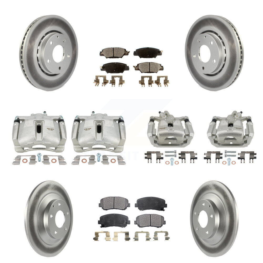 Front Rear Disc Brake Caliper Coated Rotors And Ceramic Pads Kit (10Pc) For Mazda CX-5 KCG-100928T