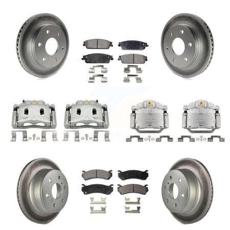 Front Rear Disc Brake Caliper Coated Rotors And Semi-Metallic Pads Kit (10Pc) For KCG-100929P