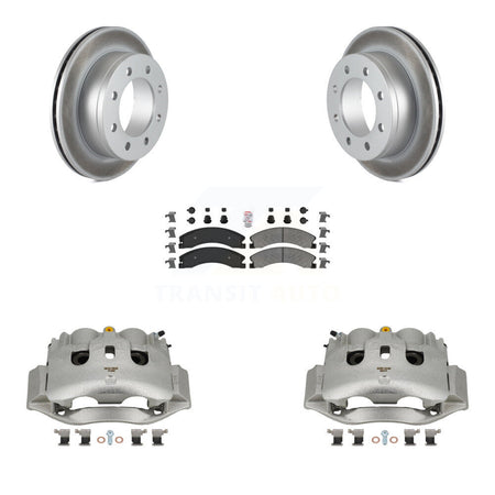 Rear Disc Brake Caliper Coat Rotors And Semi-Metallic Pad Kit For Chevrolet Express 4500 KCG-100930N
