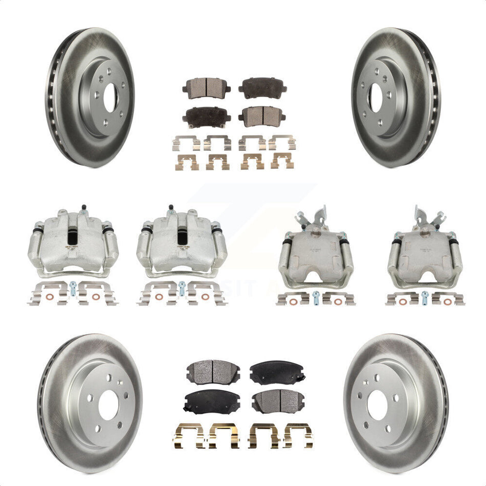 Front Rear Disc Brake Caliper Coated Rotors And Ceramic Pads Kit (10Pc) For Chevrolet Impala Malibu KCG-100930T by Transit Auto