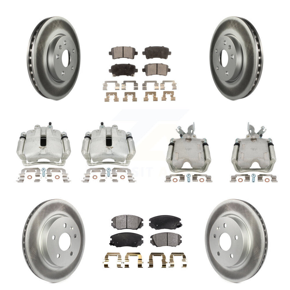 Front Rear Disc Brake Caliper Coated Rotors And Ceramic Pads Kit (10Pc) For Chevrolet Impala Malibu KCG-100930T
