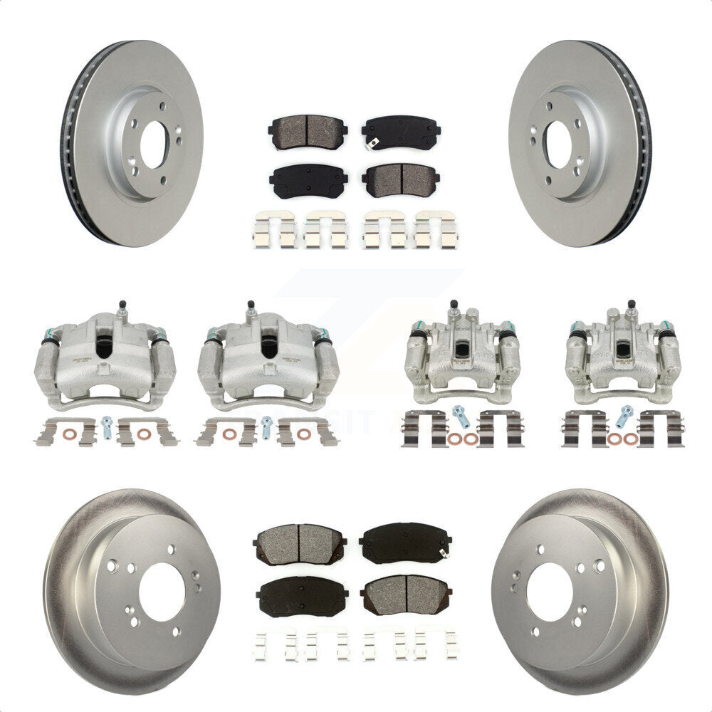 Front Rear Disc Brake Caliper Coated Rotors And Semi-Metallic Pads Kit (10Pc) For Hyundai Tucson Kia Sportage KCG-100931S by Transit Auto