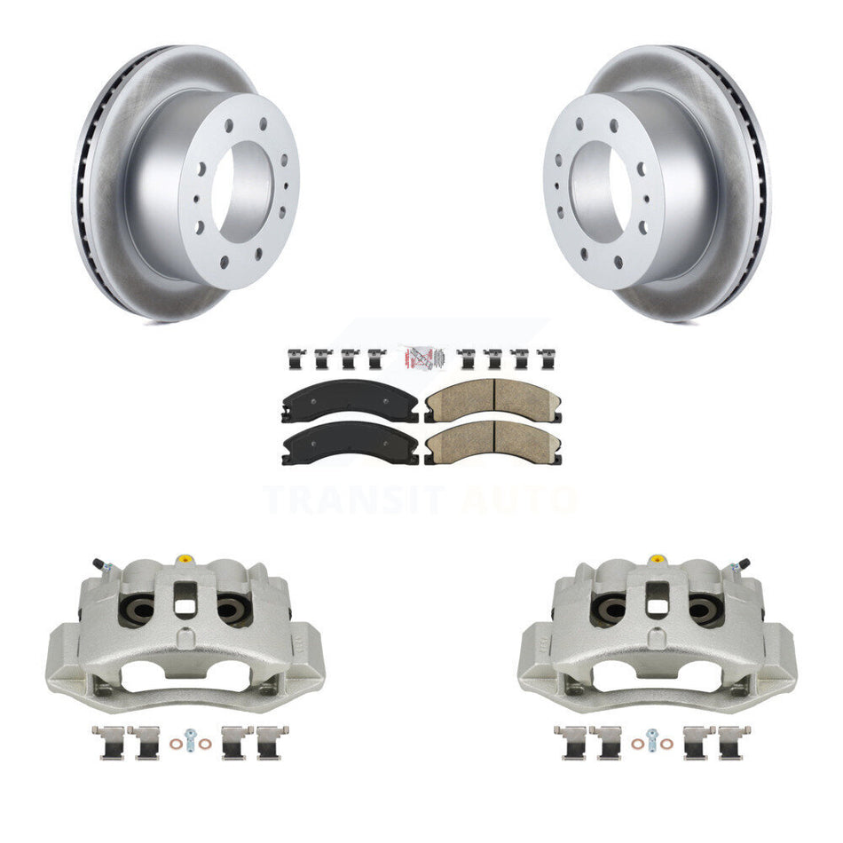 Rear Brake Caliper Coat Rotor Ceramic Pad Kit For GMC Chevrolet Sierra 2500 HD Silverado KCG-100932N