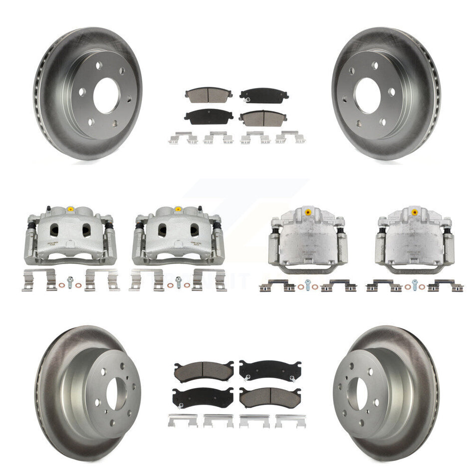 Front Rear Brake Caliper Coat Rotors Ceramic Pad Kit (10Pc) For Chevrolet Silverado 1500 KCG-100933C