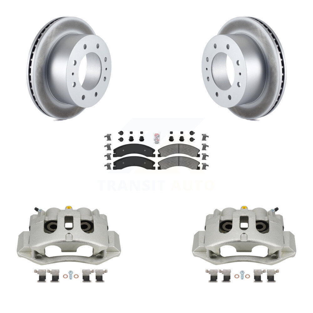 Rear Brake Caliper Coat Rotor And Semi-Metallic Pad Kit For GMC Chevrolet Sierra 2500 HD KCG-100933N