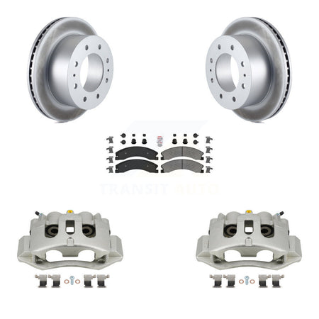 Rear Brake Caliper Coat Rotor And Semi-Metallic Pad Kit For GMC Chevrolet Sierra 2500 HD KCG-100933N