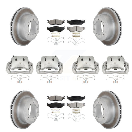 Front Rear Disc Brake Caliper Coated Rotors And Semi-Metallic Pads Kit (10Pc) For KCG-100933P