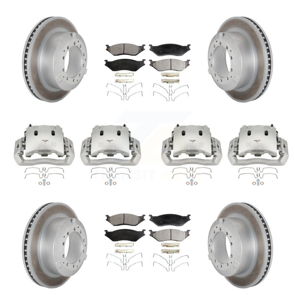 Front Rear Disc Brake Caliper Coated Rotors And Semi-Metallic Pads Kit (10Pc) For KCG-100933P