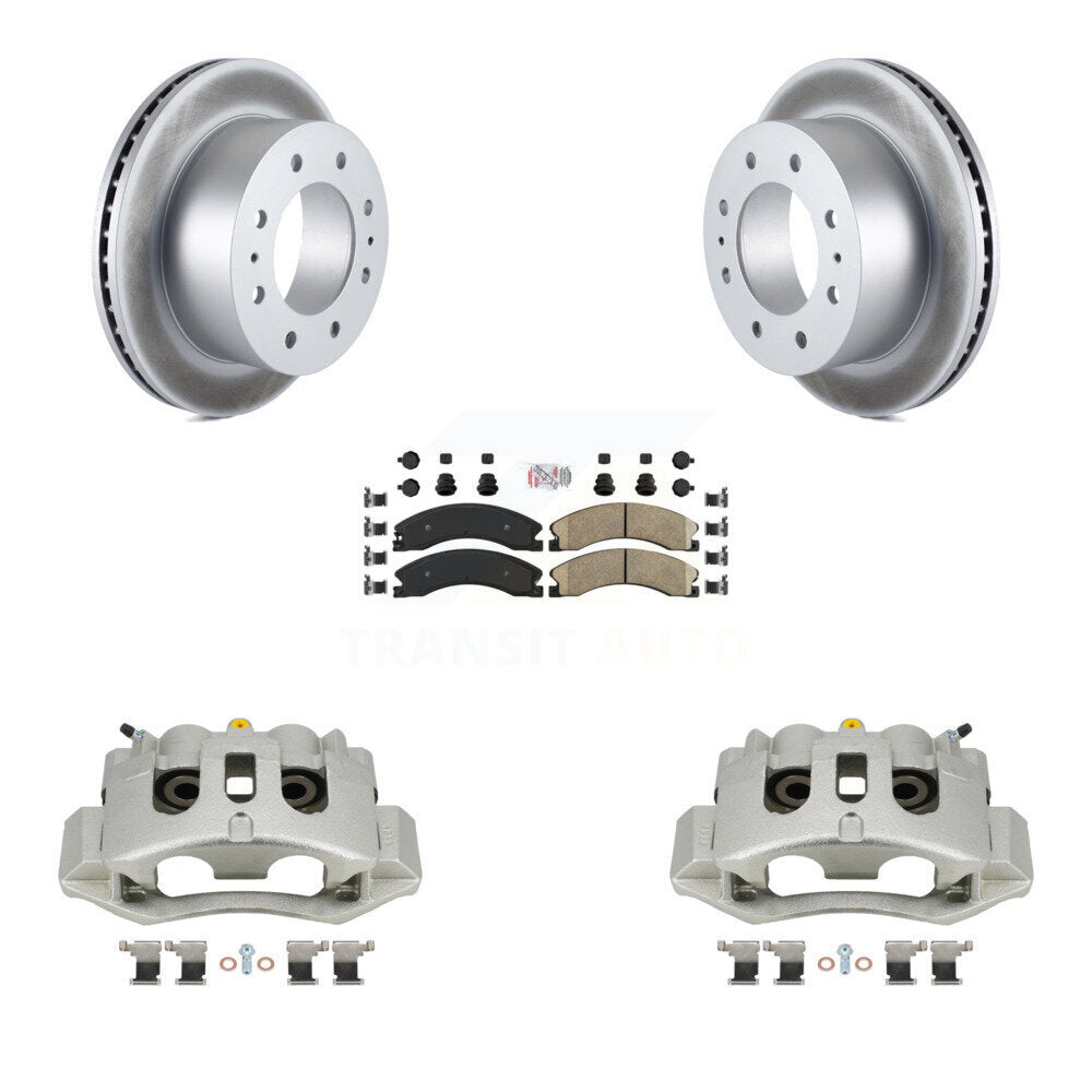 Rear Brake Caliper Coat Rotor Ceramic Pad Kit For GMC Chevrolet Sierra 2500 HD Silverado KCG-100934N