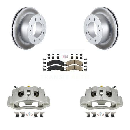 Rear Brake Caliper Coat Rotor Ceramic Pad Kit For GMC Chevrolet Sierra 2500 HD Silverado KCG-100934N