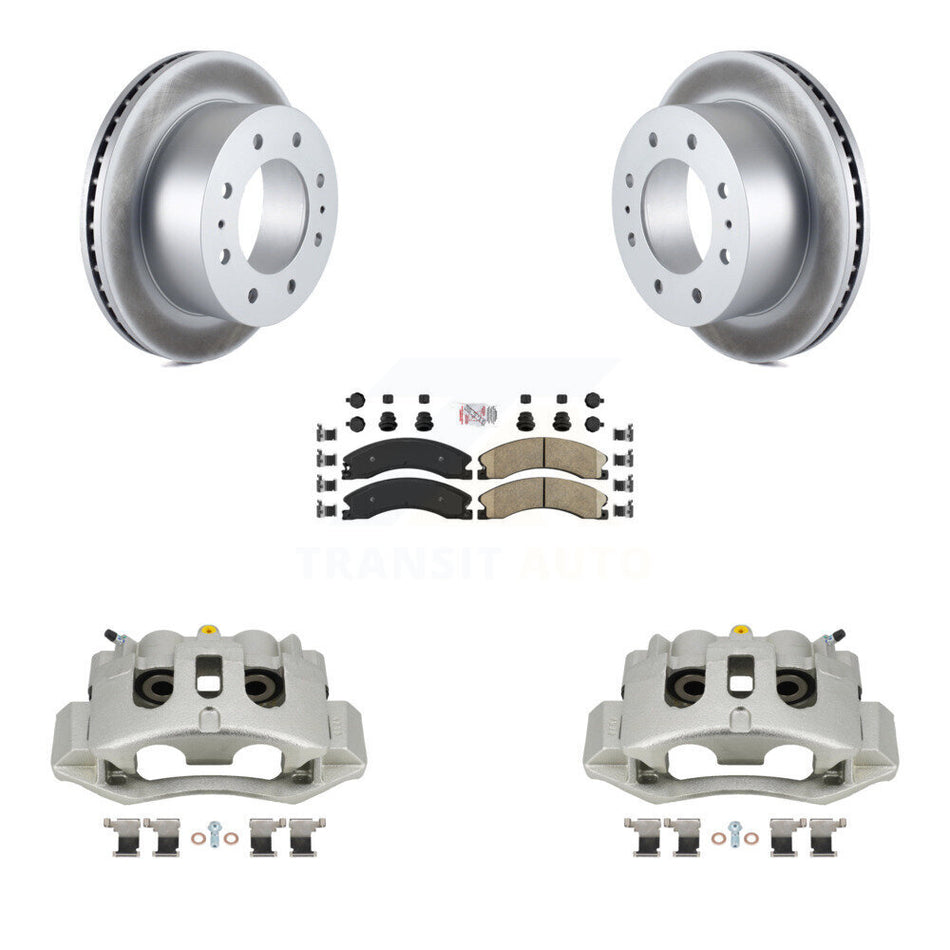 Rear Brake Caliper Coat Rotor Ceramic Pad Kit For GMC Chevrolet Sierra 2500 HD Silverado KCG-100934N