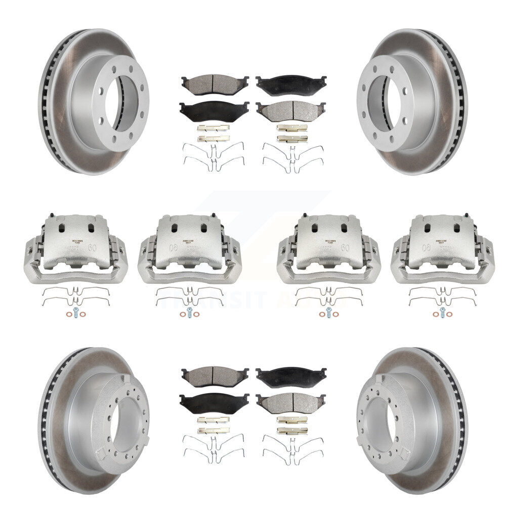 Front Rear Disc Brake Caliper Coated Rotors And Semi-Metallic Pads Kit (10Pc) For KCG-100934P