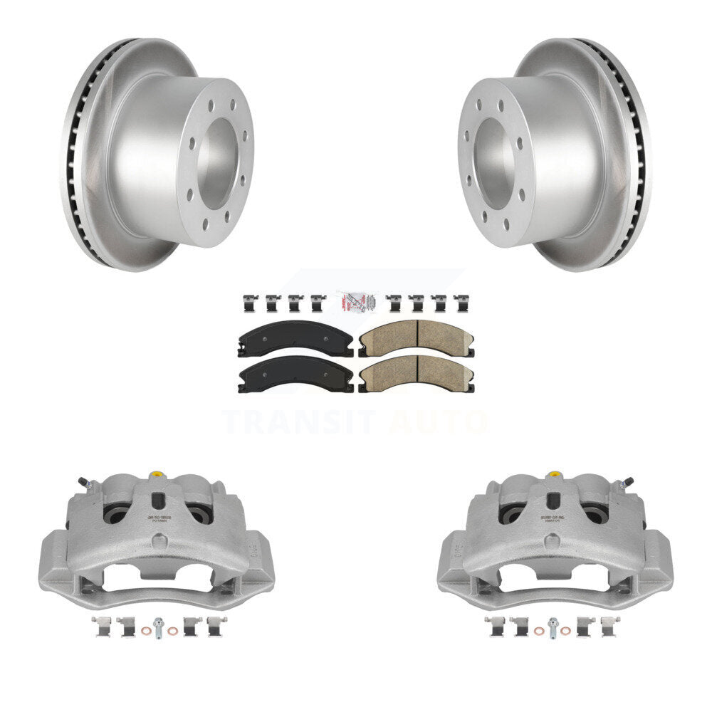 Rear Brake Caliper Coat Rotor Ceramic Pad Kit For GMC Sierra 3500 HD Chevrolet Silverado KCG-100935N