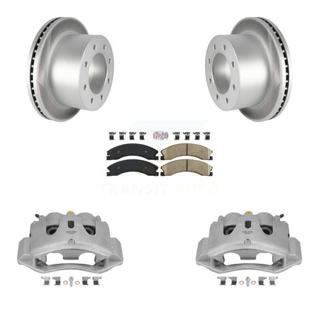 Rear Brake Caliper Coat Rotor Ceramic Pad Kit For GMC Sierra 3500 HD Chevrolet Silverado KCG-100935N