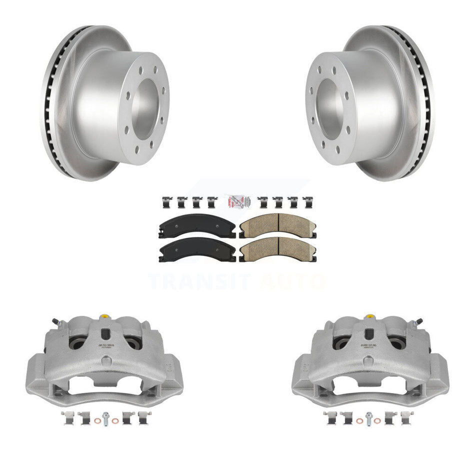Rear Brake Caliper Coat Rotor Ceramic Pad Kit For GMC Sierra 3500 HD Chevrolet Silverado KCG-100935N