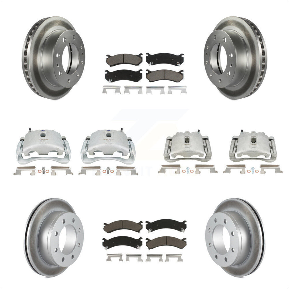 Front Rear Disc Brake Caliper Coated Rotors And Ceramic Pads Kit (10Pc) For Chevrolet Silverado 2500 HD GMC Sierra 3500 Classic Suburban Yukon XL Avalanche KCG-100936C by Transit Auto