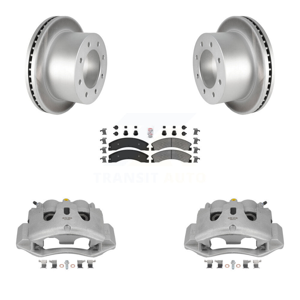 Rear Brake Caliper Coat Rotor And Semi-Metallic Pad Kit For GMC Sierra 3500 HD Chevrolet KCG-100936N