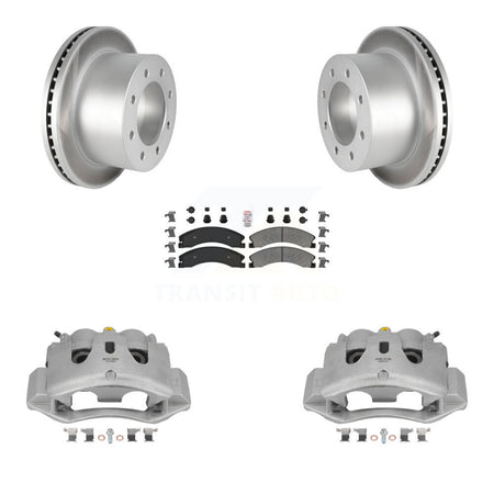 Rear Brake Caliper Coat Rotor And Semi-Metallic Pad Kit For GMC Sierra 3500 HD Chevrolet KCG-100936N