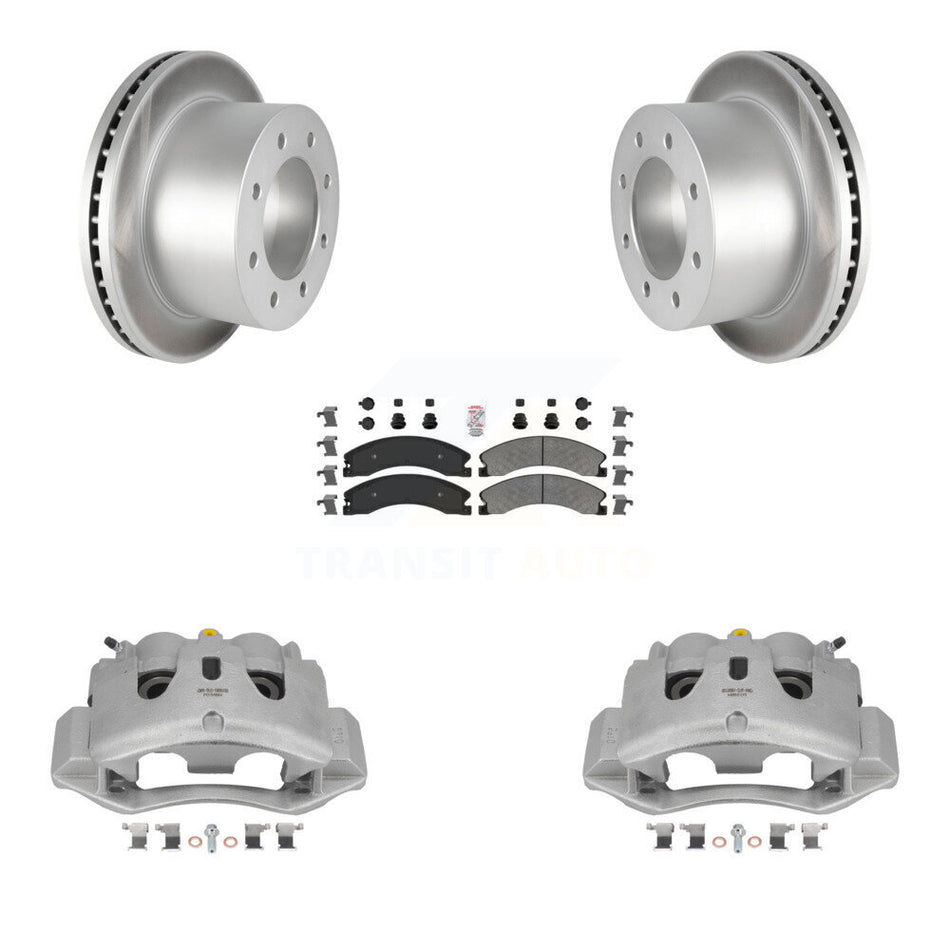 Rear Brake Caliper Coat Rotor And Semi-Metallic Pad Kit For GMC Sierra 3500 HD Chevrolet KCG-100936N