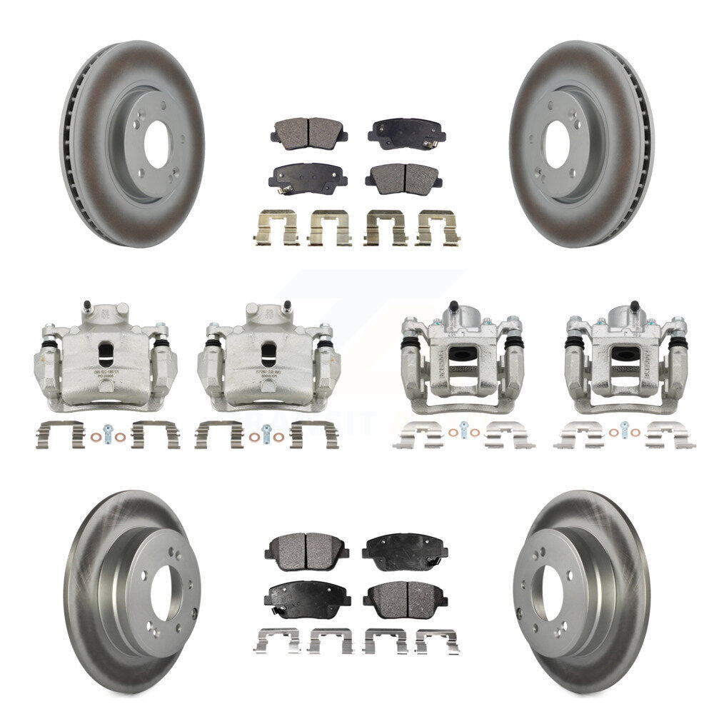 Front Rear Brake Caliper Coat Rotor Semi-Metallic Pad Kit (10Pc) For Hyundai Sonata 2.0L KCG-100936P