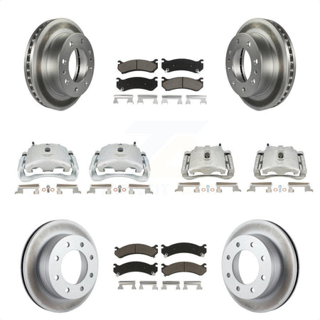 Front Rear Disc Brake Caliper Coated Rotors And Ceramic Pads Kit (10Pc) For Chevrolet Silverado 2500 HD GMC Sierra Hummer H2 1500 Suburban Yukon XL Avalanche Classic KCG-100937C by Transit Auto