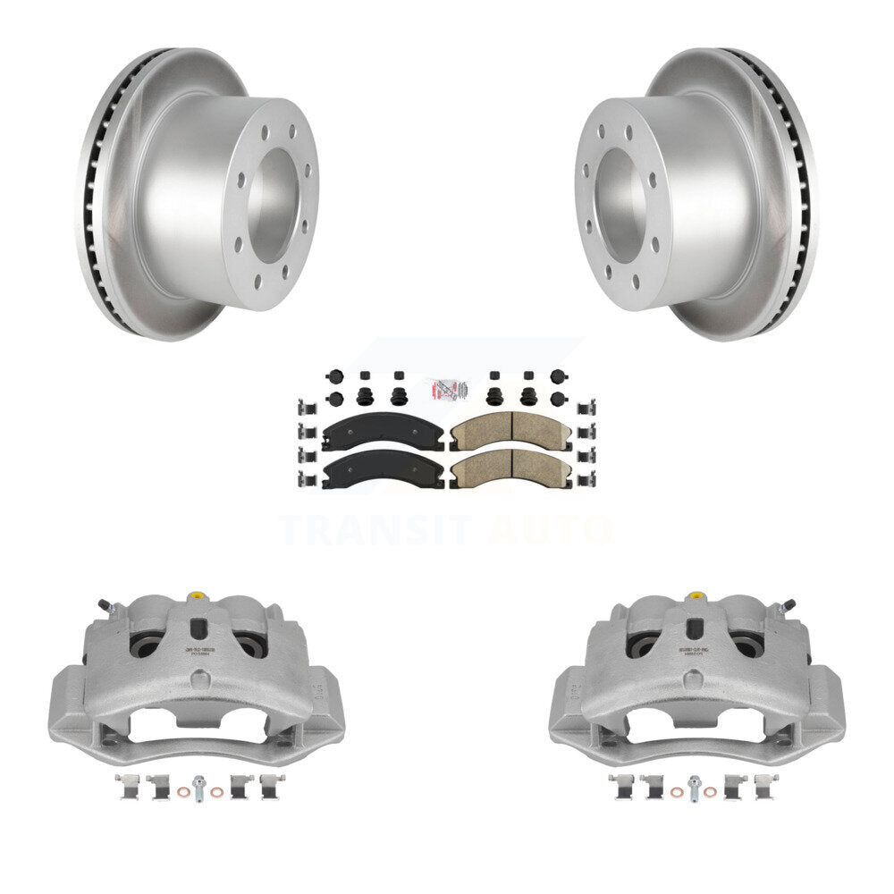 Rear Brake Caliper Coat Rotor Ceramic Pad Kit For GMC Sierra 3500 HD Chevrolet Silverado KCG-100937N