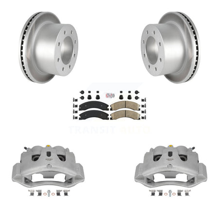 Rear Brake Caliper Coat Rotor Ceramic Pad Kit For GMC Sierra 3500 HD Chevrolet Silverado KCG-100937N